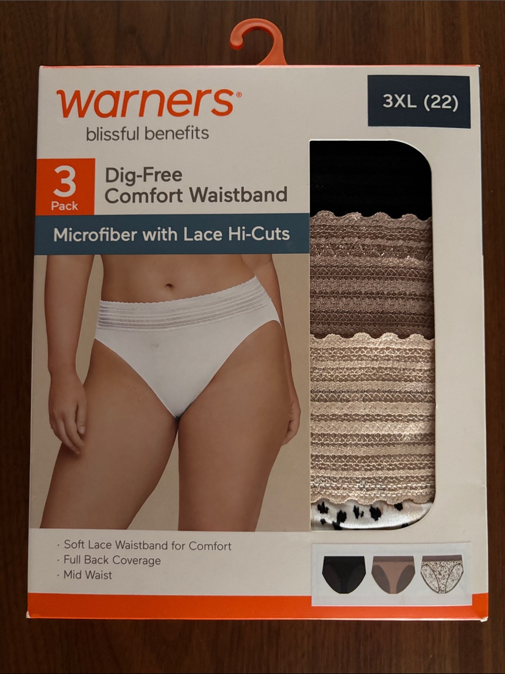 WARNERS MICROFIBER AND LACE HI-CUT PANTIES